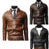 Men PU Leather Motorcycle Jackets Fashionable Autumn Winter Outwear Coat Top Dark brown M