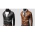 Men PU Leather Motorcycle Jackets Fashionable Autumn Winter Outwear Coat Top Dark brown M