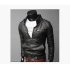 Men PU Leather Motorcycle Jackets Fashionable Autumn Winter Outwear Coat Top Dark brown L