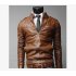 Men PU Leather Motorcycle Jackets Fashionable Autumn Winter Outwear Coat Top Dark brown M