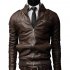 Men PU Leather Motorcycle Jackets Fashionable Autumn Winter Outwear Coat Top Dark brown M