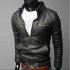 Men PU Leather Motorcycle Jackets Fashionable Autumn Winter Outwear Coat Top Dark brown M