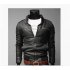 Men PU Leather Motorcycle Jackets Fashionable Autumn Winter Outwear Coat Top Dark brown M