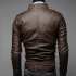 Men PU Leather Motorcycle Jackets Fashionable Autumn Winter Outwear Coat Top Dark brown M