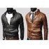 Men PU Leather Motorcycle Jackets Fashionable Autumn Winter Outwear Coat Top Dark brown M