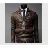 Men PU Leather Motorcycle Jackets Fashionable Autumn Winter Outwear Coat Top Dark brown M