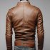 Men PU Leather Motorcycle Jackets Fashionable Autumn Winter Outwear Coat Top Light Brown S