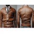 Men PU Leather Motorcycle Jackets Fashionable Autumn Winter Outwear Coat Top Light Brown XXL