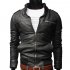 Men PU Leather Motorcycle Jackets Fashionable Autumn Winter Outwear Coat Top black L