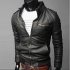 Men PU Leather Motorcycle Jackets Fashionable Autumn Winter Outwear Coat Top black L