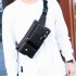 Men Phone Waist Bag Pu Single Shoulder Bag Satchel for Outdoor Sports Black