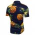 Men Pineapple Printed Casual Short Sleeve Beach Shirt Navy L