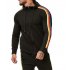 Men Pinstripe Sweatshirt Color Stripe Fashion Zipper Cardigan Hooded Sweatshirt black M