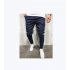 Men Plaid Casual Pants Fashion Sports Pants Navy 3XL