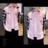 Men Plaid Printing Shirt Long Sleeve Autumn Teenagers Loose Blouse Pink M