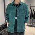 Men Plaid Printing Shirt Autumn Teenagers Loose Large Size Blouse Dark green 2XL