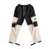 Men Pockets Retro Contrast Color Cargo Pants Patchwork Casual Jogger Fashion Trousers Tide Harajuku Streetwear Khaki M