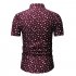 Men Printing Shirts Short Sleeve Cotton Square Collar Brethable Tops  red M