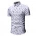 Men Printing Shirts Short Sleeve Cotton Square Collar Brethable Tops  red XXL
