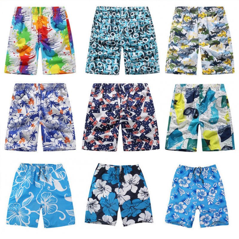 Men Quick Dry Printing Beach Sports Shorts Random Flower color random_One size