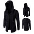 Men Retro Black Wizard s Cloak Style Cardigan Casual Long Sleeve Hooded Coat black M