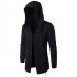 Men Retro Black Wizard s Cloak Style Cardigan Casual Long Sleeve Hooded Coat black XXL