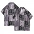 Men Retro Hawaiian Printing T shirt Summer Short Sleeves Lapel Cardigan Tops For Seaside Beach Vacation Travel CK53 M