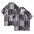 Men Retro Hawaiian Printing T shirt Summer Short Sleeves Lapel Cardigan Tops For Seaside Beach Vacation Travel CK47 L