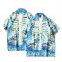 Men Retro Hawaiian Printing T shirt Summer Short Sleeves Lapel Cardigan Tops For Seaside Beach Vacation Travel CK47 L