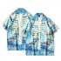 Men Retro Hawaiian Printing T shirt Summer Short Sleeves Lapel Cardigan Tops For Seaside Beach Vacation Travel CK47 XL