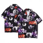 Men Retro Hawaiian Printing T-shirt Summer Short Sleeves Lapel Cardigan Tops For Seaside Beach Vacation Travel CK55 M
