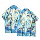 Men Retro Hawaiian Printing T-shirt Summer Short Sleeves Lapel Cardigan Tops For Seaside Beach Vacation Travel CK60 M