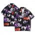 Men Retro Hawaiian Printing T shirt Summer Short Sleeves Lapel Cardigan Tops For Seaside Beach Vacation Travel CK62 L