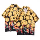 Men Retro Hawaiian Printing T-shirt Summer Short Sleeves Lapel Cardigan Tops For Seaside Beach Vacation Travel CK62 XXL