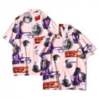 Men Retro Hawaiian Printing T-shirt Summer Short Sleeves Lapel Cardigan Tops For Seaside Beach Vacation Travel CK69 M