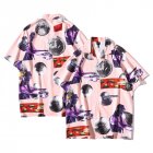 Men Retro Hawaiian Printing T-shirt Summer Short Sleeves Lapel Cardigan Tops For Seaside Beach Vacation Travel CK69 XXL