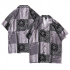 Men Retro Hawaiian Printing T-shirt Summer Short Sleeves Lapel Cardigan Tops For Seaside Beach Vacation Travel CK72 M