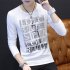 Men Round Collar Long Sleeves Casual Dating Bottom Shirt for Autumn Spring Checkered letter black M