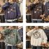 Men Round Collar Loose Handsome Leisure Tops Lovers Printed Long Sleeve Pullovers Army green  XL