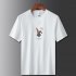 Men Round Neck Short Sleeves Tops Summer Fashion Cartoon Rabbit Printing T shirt Casual Large Size Shirt White XL