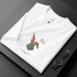 Men Round Neck Short Sleeves Tops Summer Fashion Cartoon Rabbit Printing T shirt Casual Large Size Shirt White 4XL