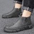 Men Safety Shoes Boots High Top Artificial PU Leather Waterproof Comfortable Lightweight Anti Slip Work Casual Shoes Ankle Boots grey 42