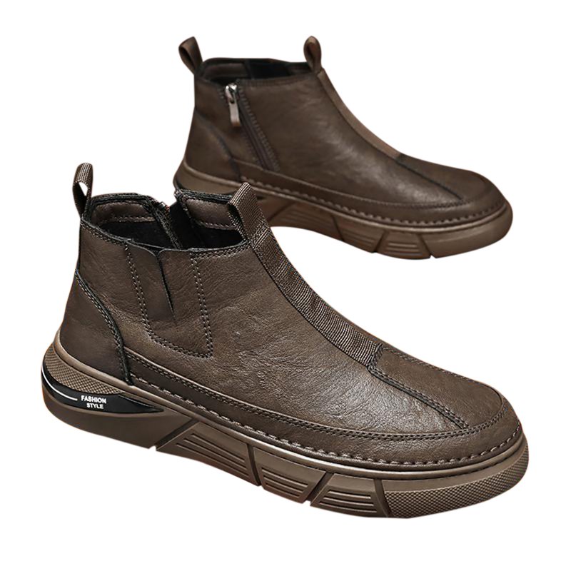 Men Safety Shoes Boots High Top Artificial PU Leather Waterproof Comfortable Lightweight Anti Slip Work Casual Shoes Ankle Boots brown 43