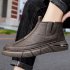 Men Safety Shoes Boots High Top Artificial PU Leather Waterproof Comfortable Lightweight Anti Slip Work Casual Shoes Ankle Boots brown 43