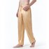 Men Satin Pants Casual Mid waist Simple Solid Color Loose Large Size Trousers Homewear yellow L