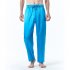 Men Satin Pants Casual Mid waist Simple Solid Color Loose Large Size Trousers Homewear blue S