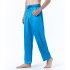 Men Satin Pants Casual Mid waist Simple Solid Color Loose Large Size Trousers Homewear White XL