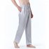 Men Satin Pants Casual Mid waist Simple Solid Color Loose Large Size Trousers Homewear White XL