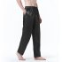 Men Satin Pants Casual Mid waist Simple Solid Color Loose Large Size Trousers Homewear White XL