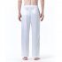 Men Satin Pants Casual Mid waist Simple Solid Color Loose Large Size Trousers Homewear White XL